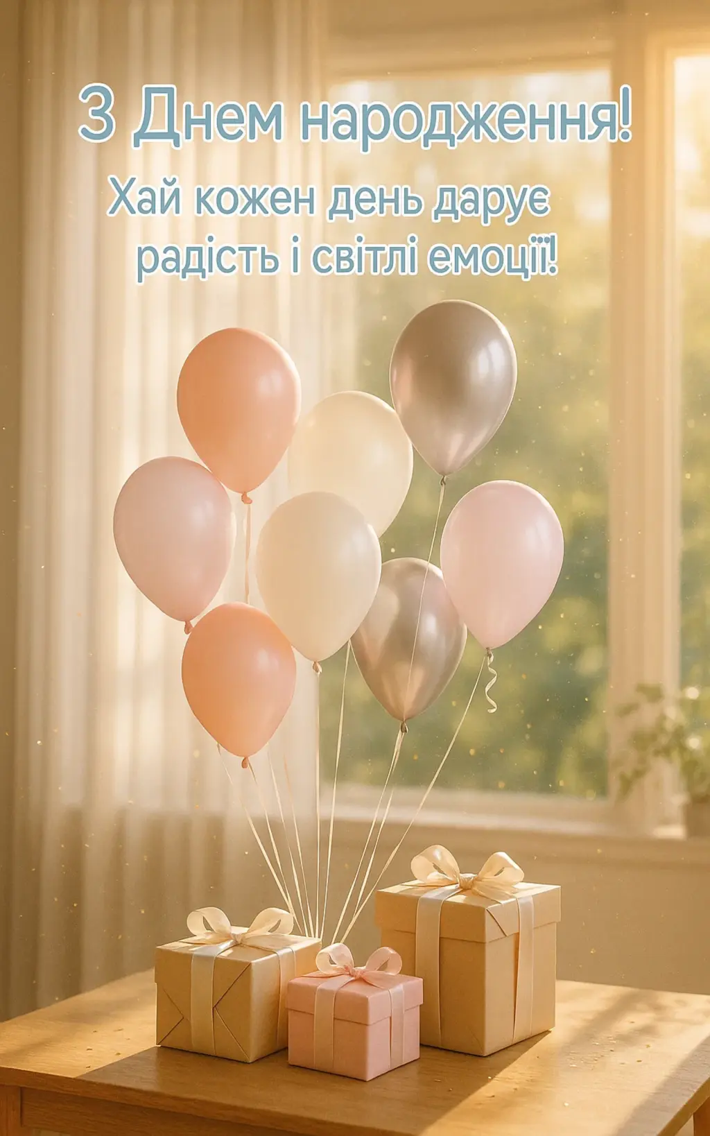 Привітання з днем народження з кульками в картинках
