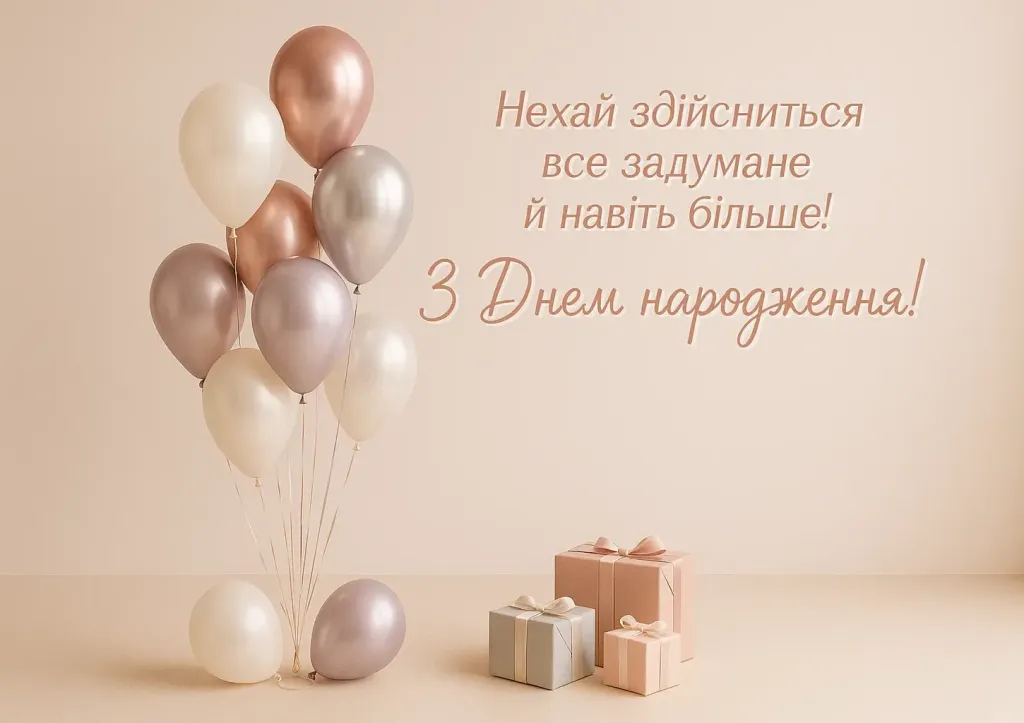 Привітання з днем народження з кульками в картинках