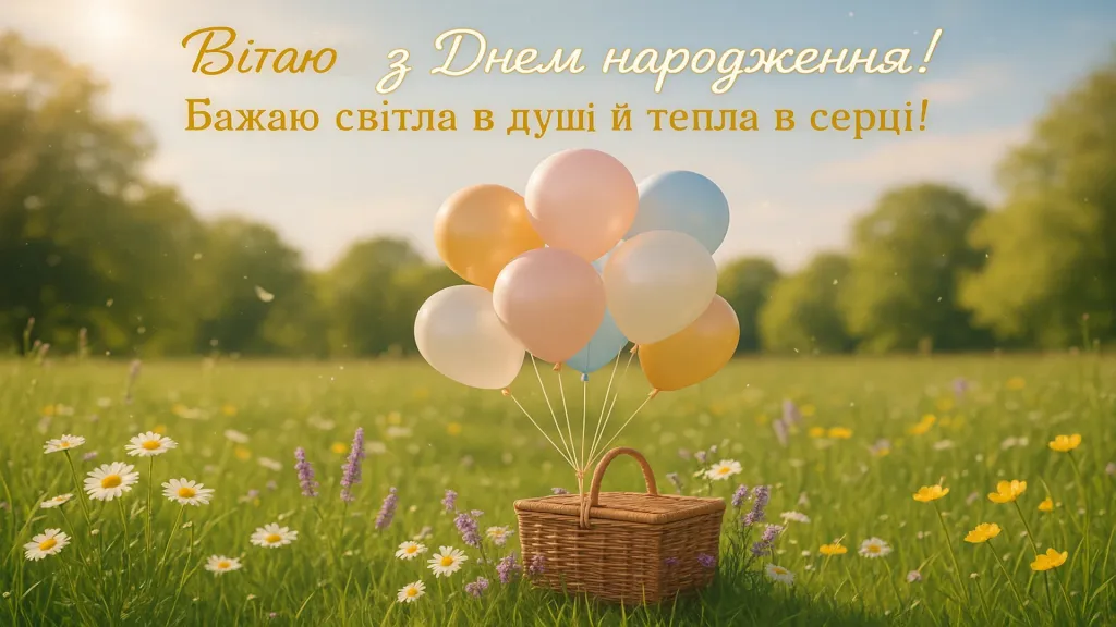 Привітання з днем народження з кульками в картинках