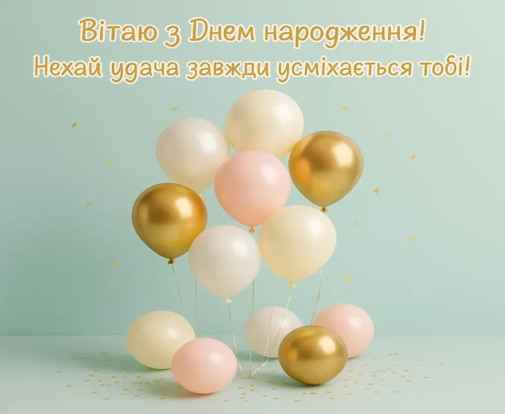 Привітання з днем народження з кульками в картинках