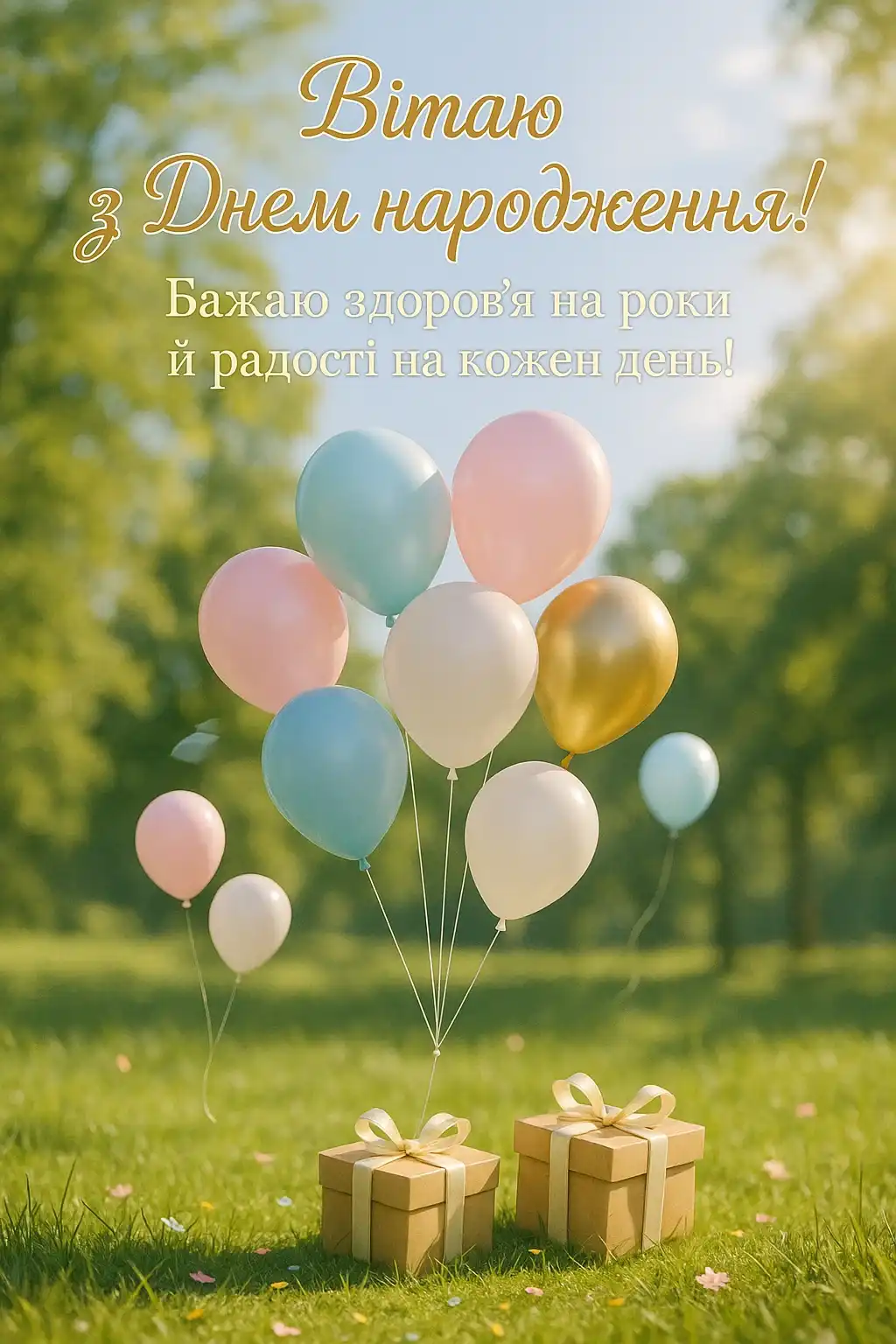 Привітання з днем народження з кульками в картинках