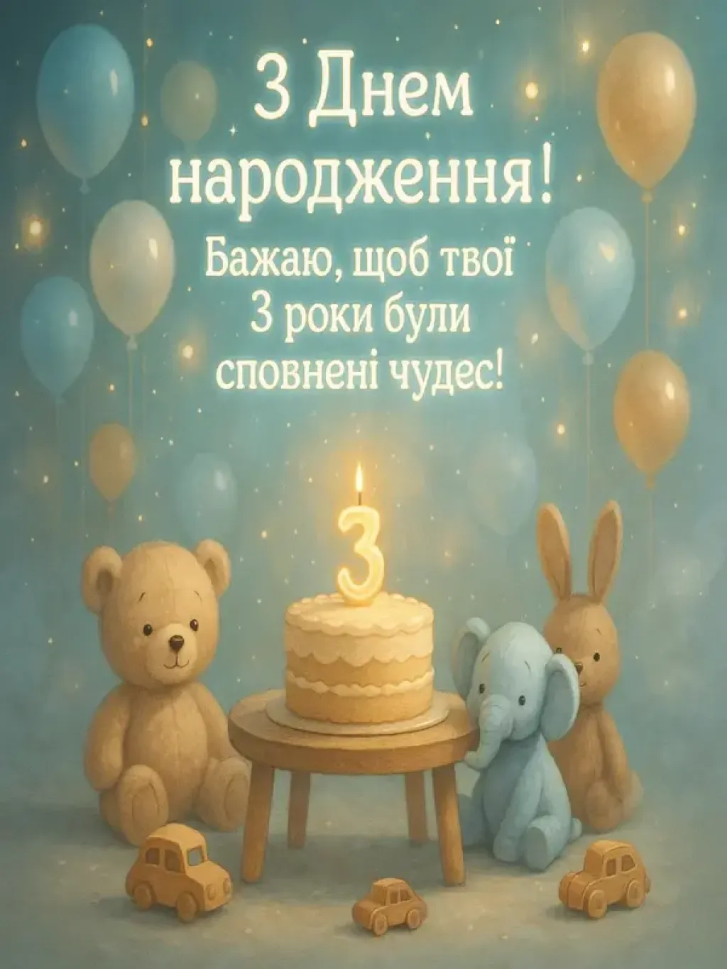 Хлопчику — 3 роки: привітання своїми словами