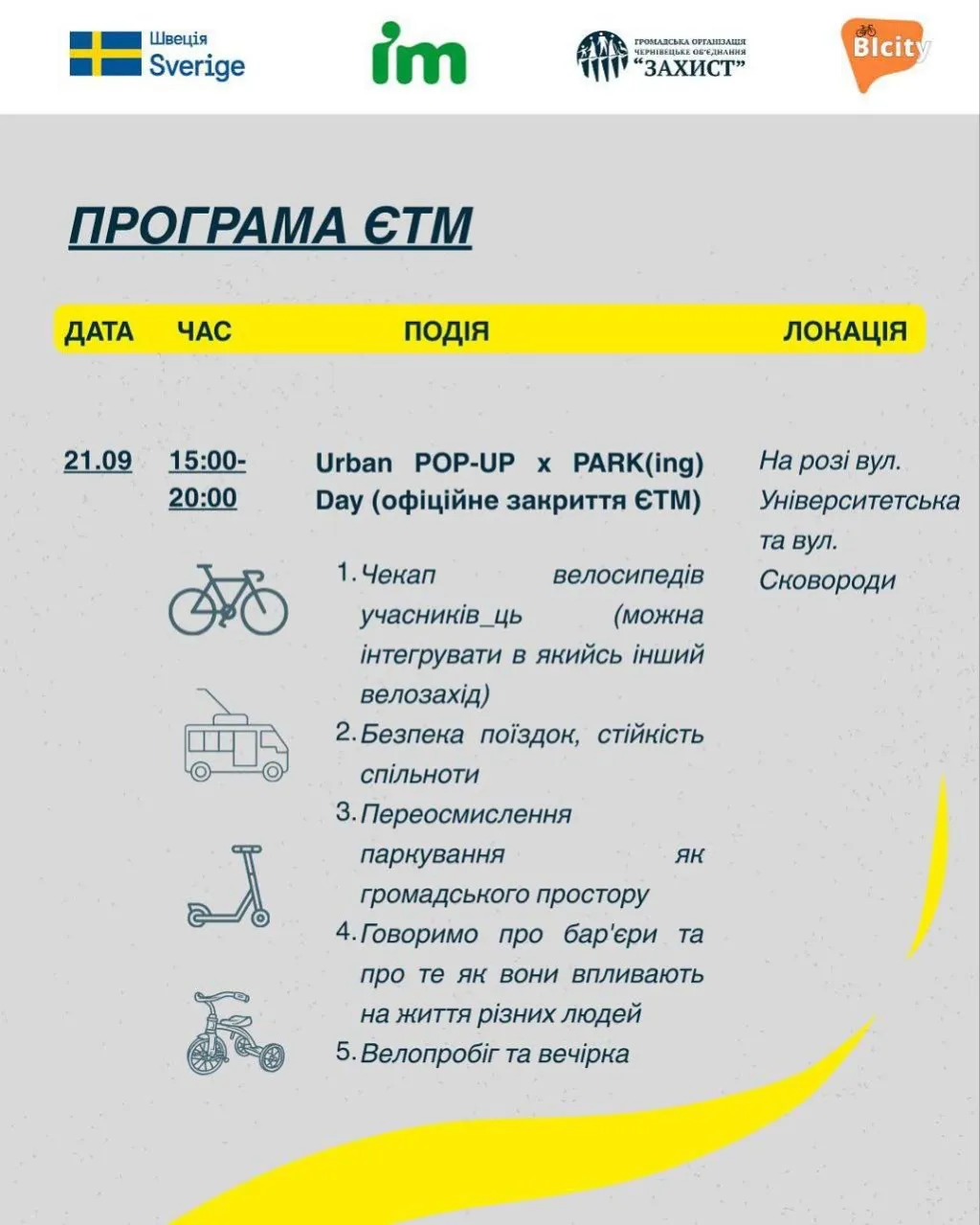 Чернівці долучилися до Європейського тижня мобільності 2025: що підготували для містян