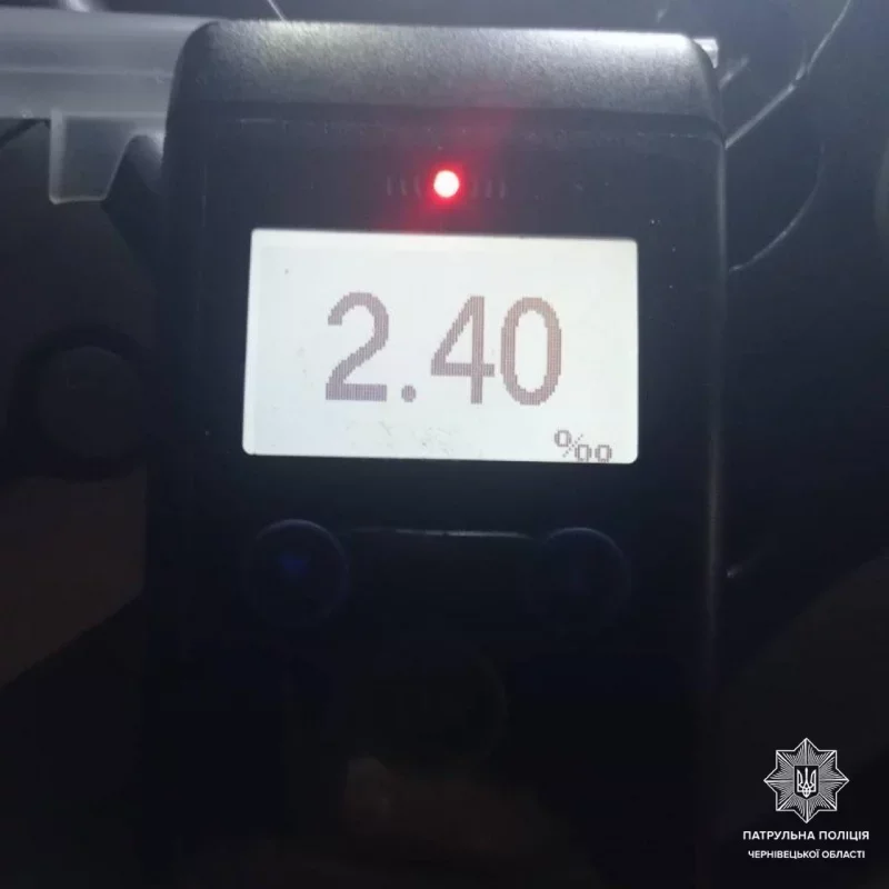 У Чернівцях затримали п’яного водія з 2,40 проміле алкоголю
