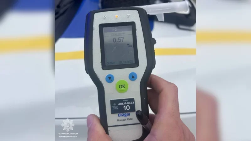 У Чернівцях патрульні виявили водія з ознаками алкогольного сп’яніння