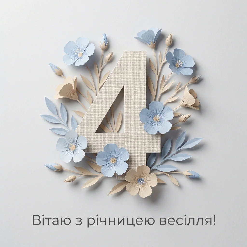 короткі привітання 4 роки весілля картинки