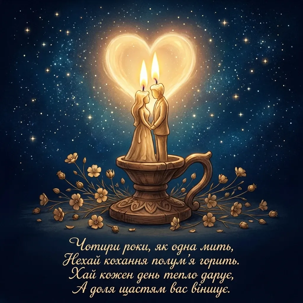 короткі привітання 4 роки весілля картинки