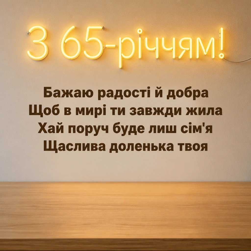 привітання з 65-річчям жінці своїми словами