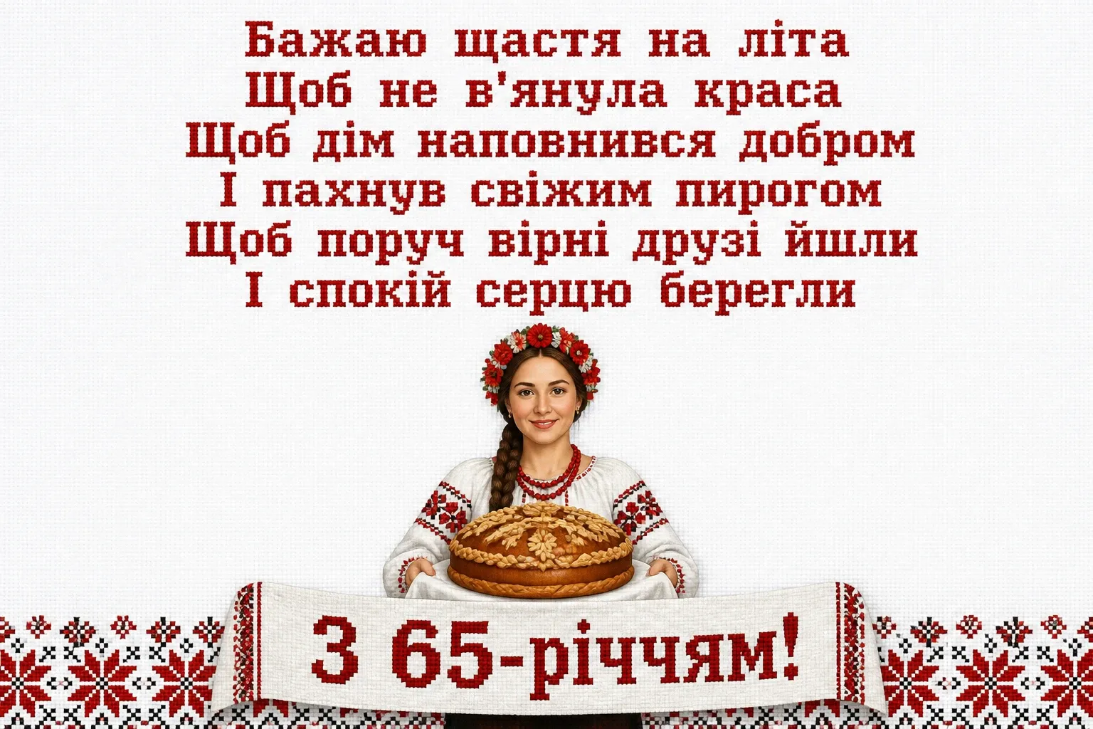 привітання з 65-річчям жінці своїми словами