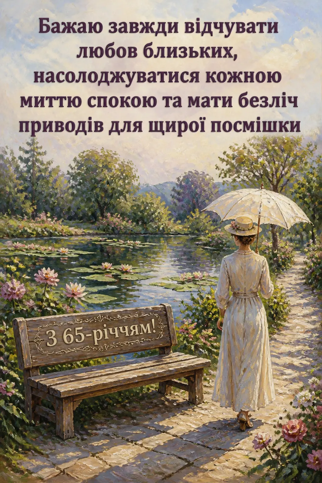 привітання з 65-річчям жінці своїми словами