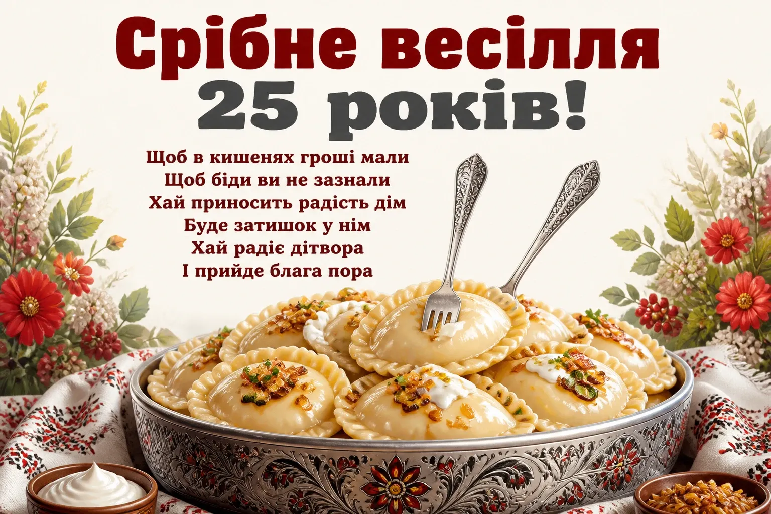 25 років прикольне привітання з срібним весіллям