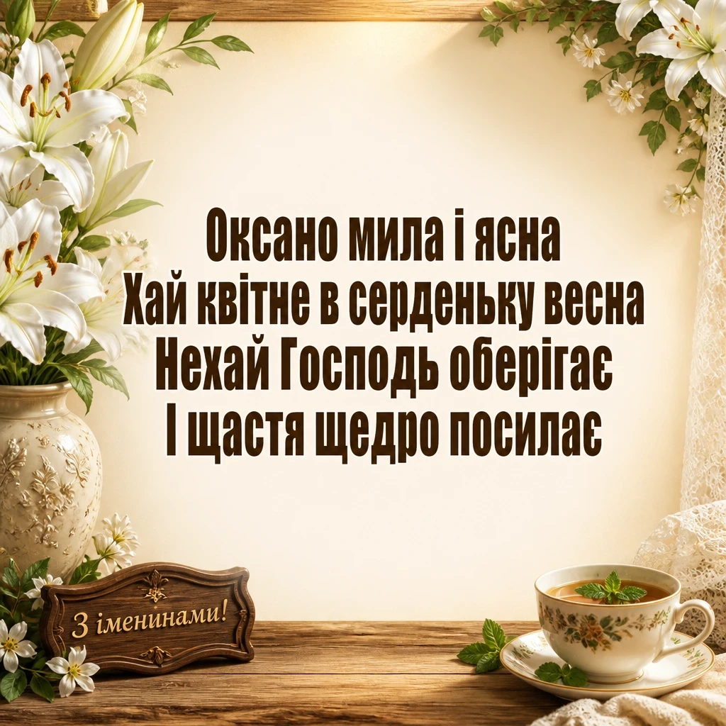 привітання з іменинами оксани