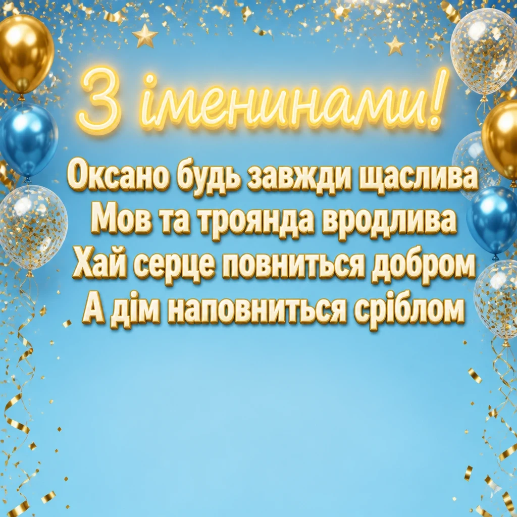 привітання з іменинами оксани