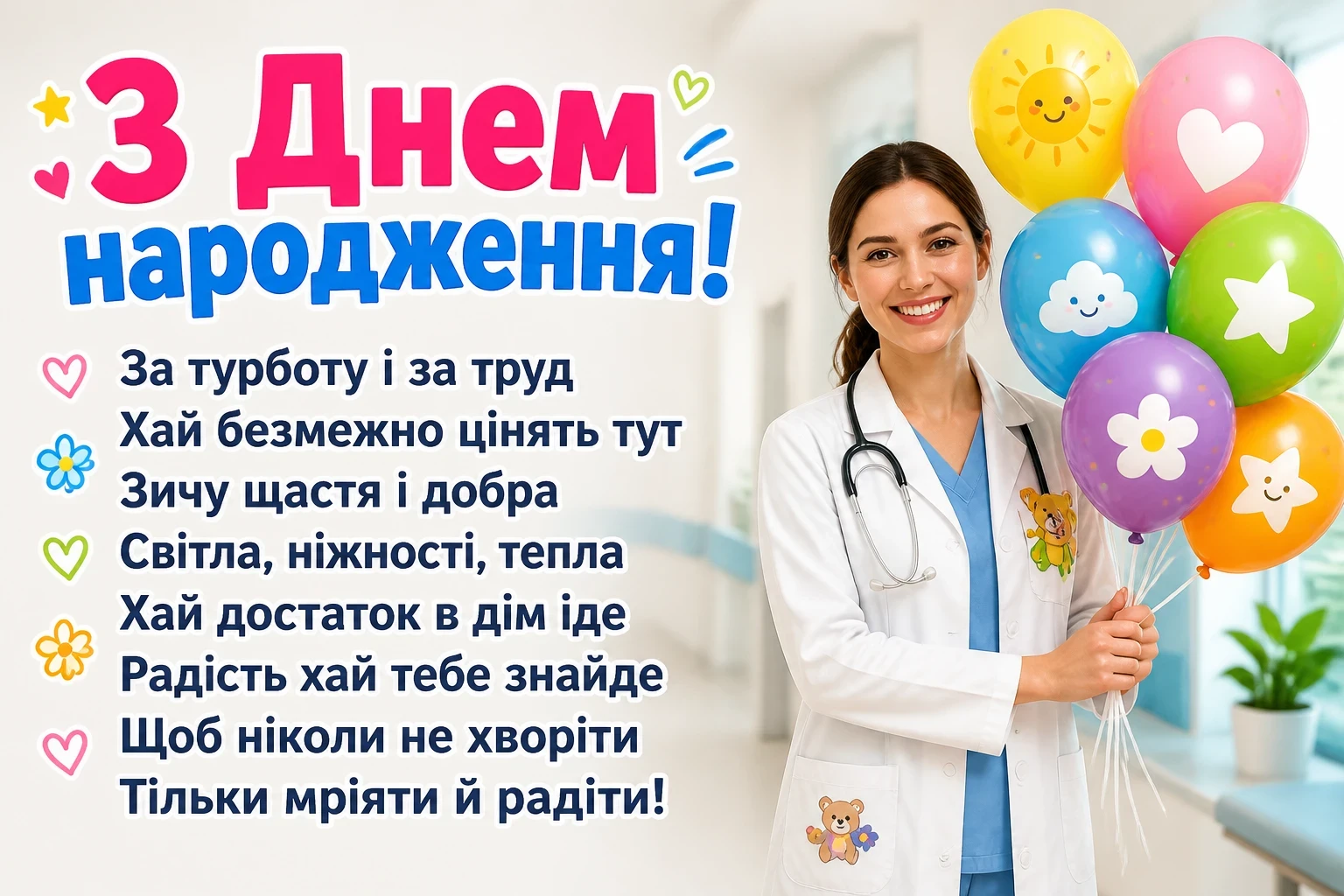привітання лікаря з днем народження