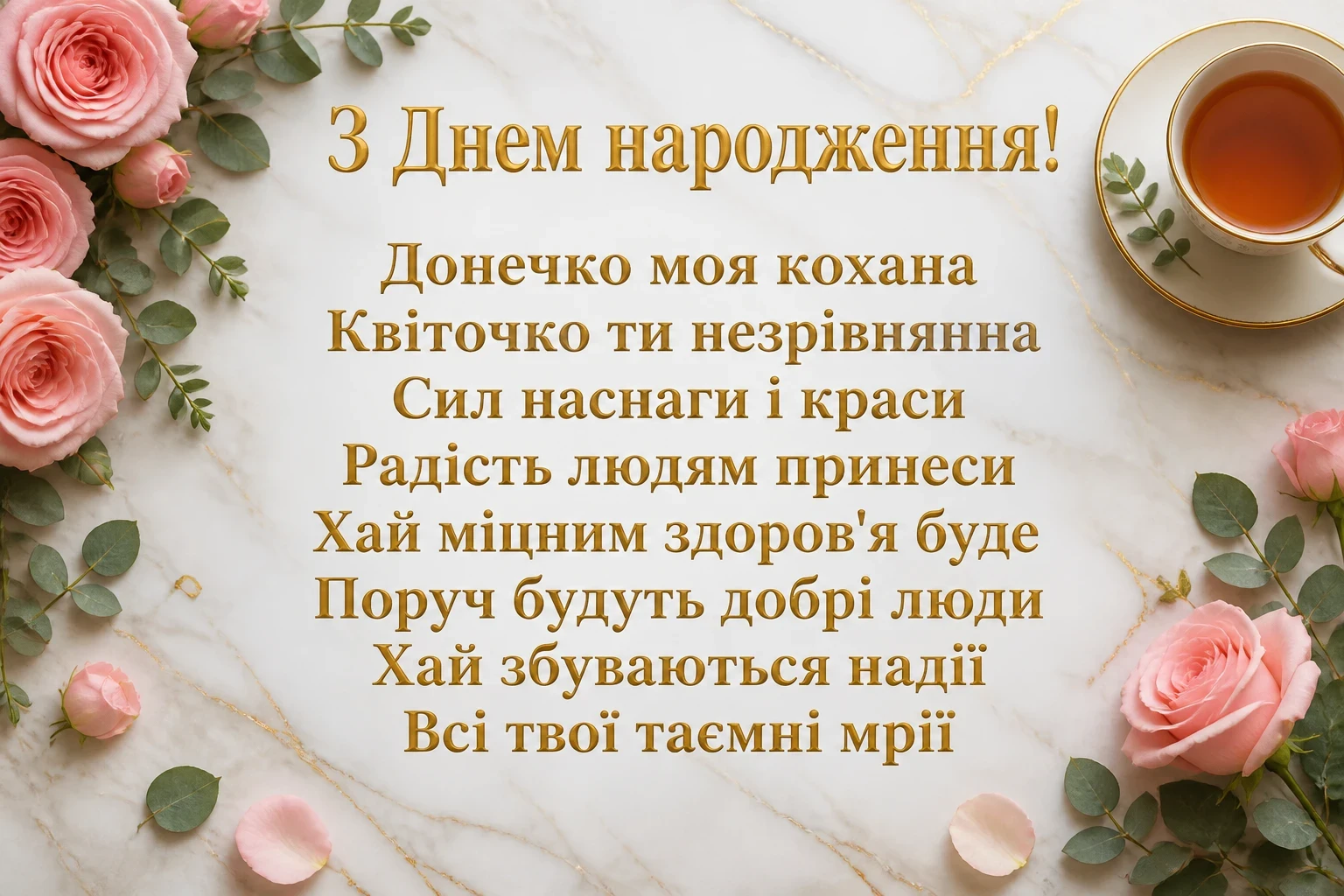 привітання донечки з днем народження своїми словами