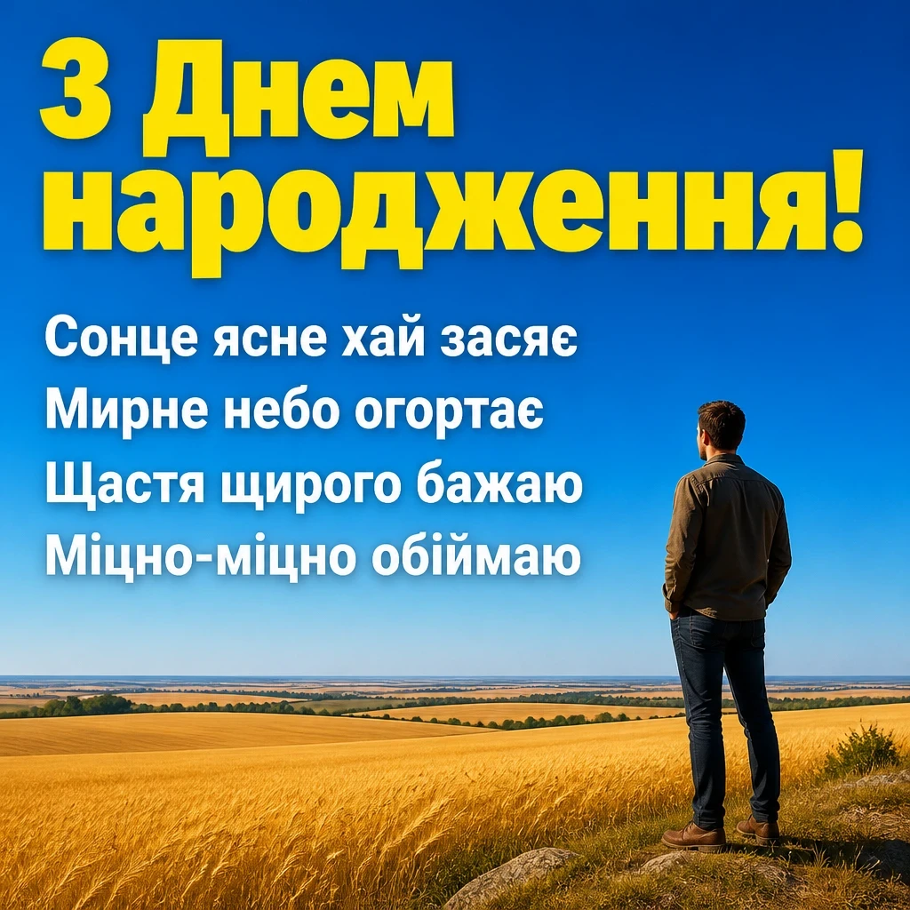 привітання мужчині з днем народження мирного неба над головою