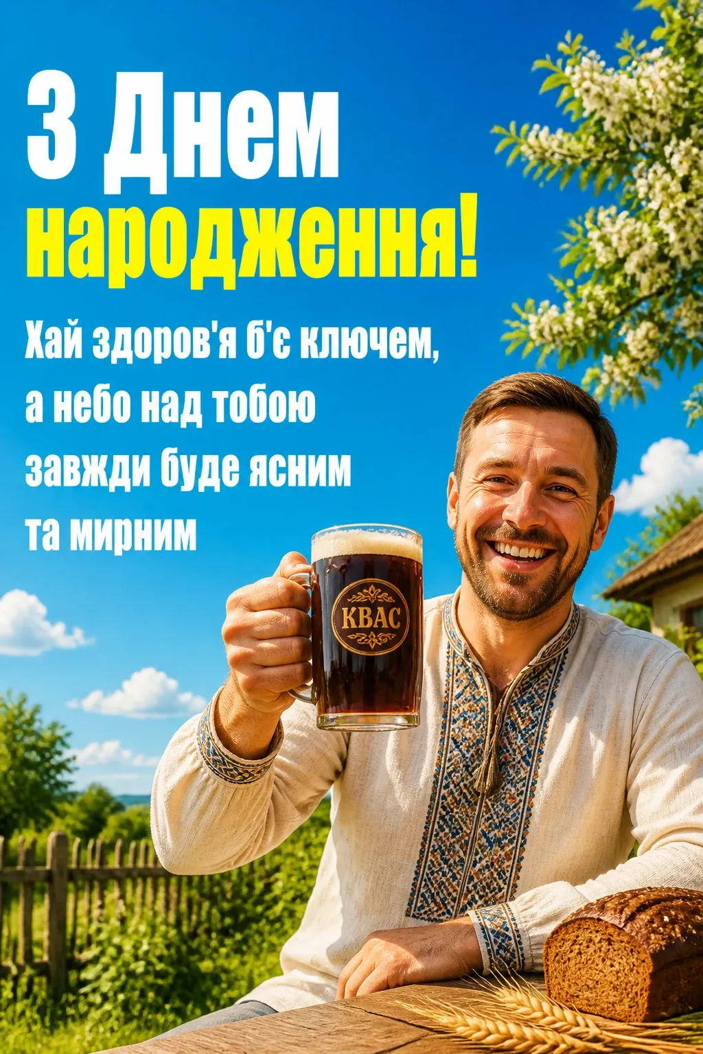привітання мужчині з днем народження мирного неба над головою